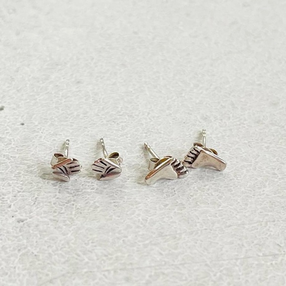 Jewelry - Set of 2 Sterling Silver Mini Hands and Feet Earrings